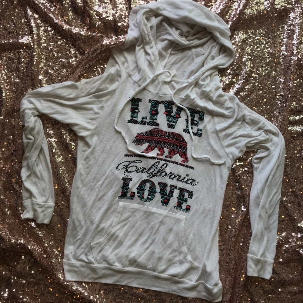 long sleeve w/ hood california bling top medium